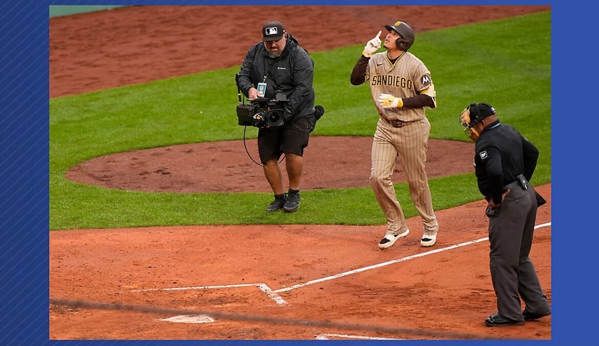 Defesa espetacular e um golaço: o chute certeiro de Manny Machado ajuda os Padres a virarem o jogo e vencerem em Boston.